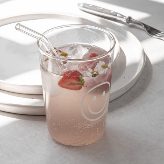 Trinkglas Smiley weiß | Eulenschnitt