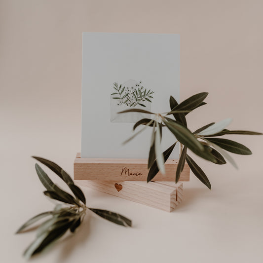 Support en carton et fleurs séchées 12cm Mama en lot de 2