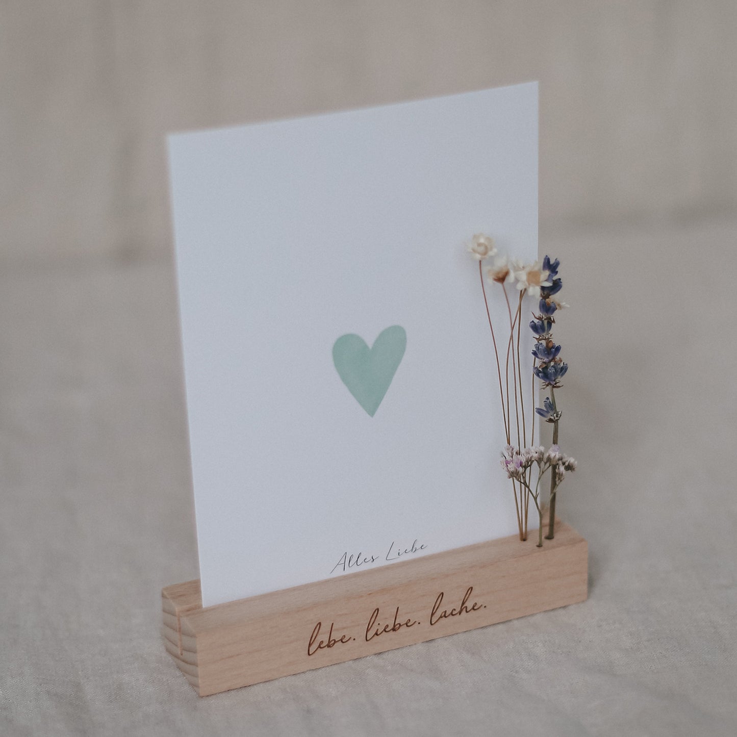 Support pour cartes et fleurs séchées 12cm Lebe Liebe Lache en lot de 2