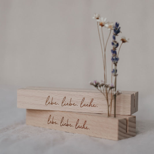 Support pour cartes et fleurs séchées 12cm Lebe Liebe Lache en lot de 2