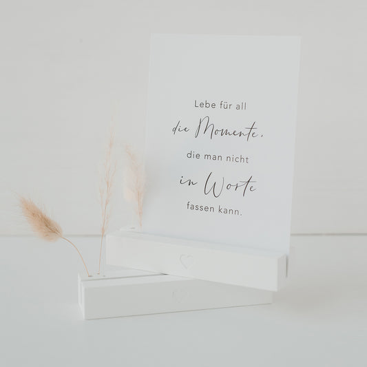 Carte et support de fleurs séchées blanc en lot de 2