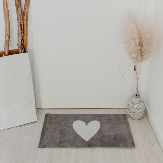 Paillasson Lavable Coeur Blanc