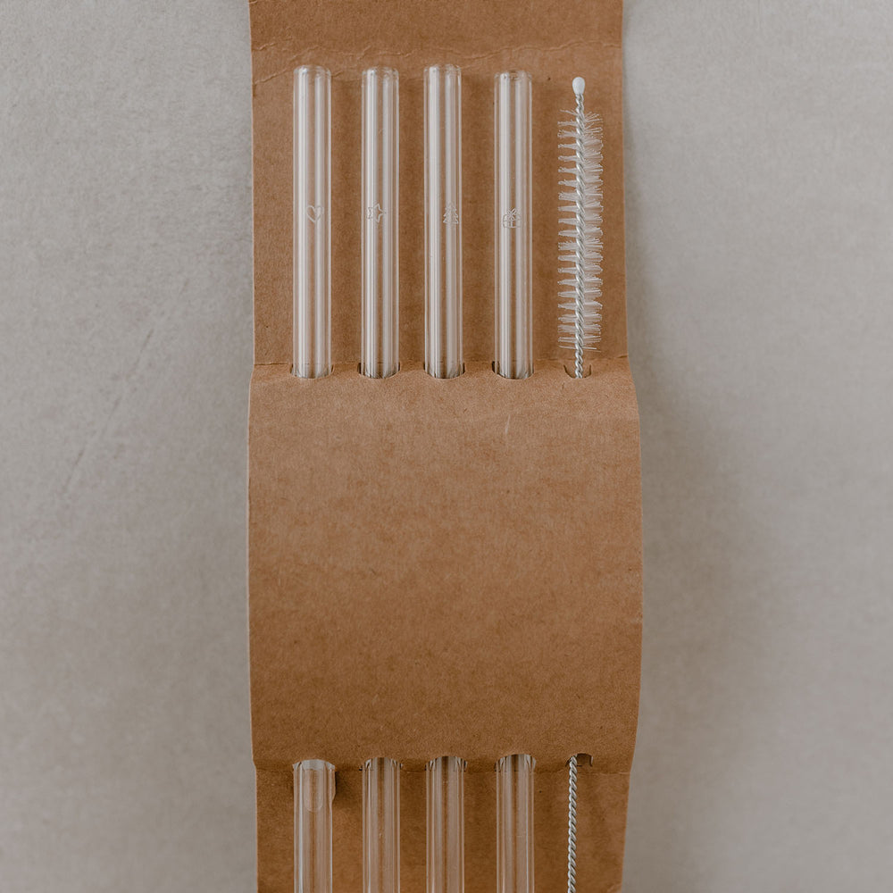 Pailles en verre Noël 20cm en lot de 4