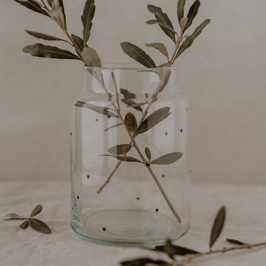 Vase en verre gros pois