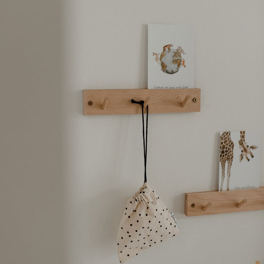 Barre à crochets avec porte-cartes 25 cm