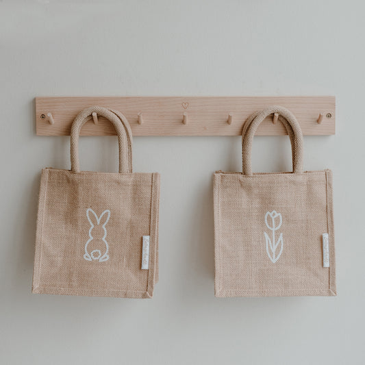 Mini cabas en jute tulipe & lièvre en lot de 2
