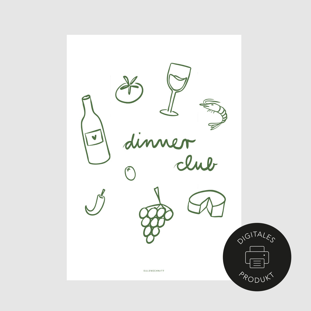 Schlichte Ansicht vom Dinner club-Poster zum Download in verschiedenen Formaten.