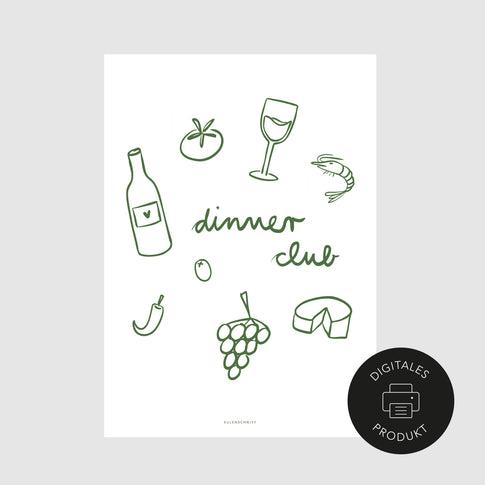Schlichte Ansicht vom Dinner club-Poster zum Download in verschiedenen Formaten.