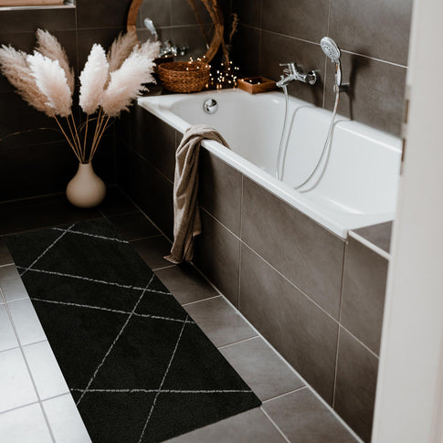 Waschbarer Läufer Lines Schwarz