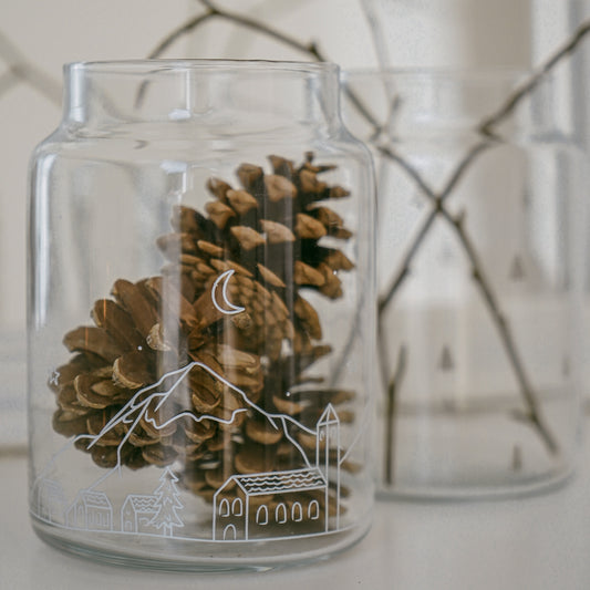 Vase en verre grand paysage de neige