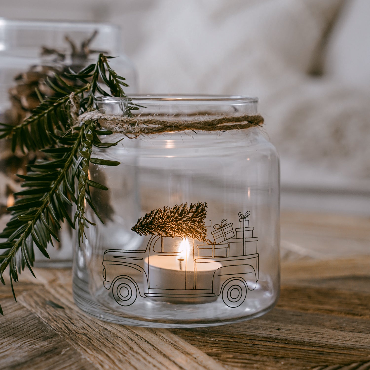 Vase aus Glas mittel Weihnachtsauto