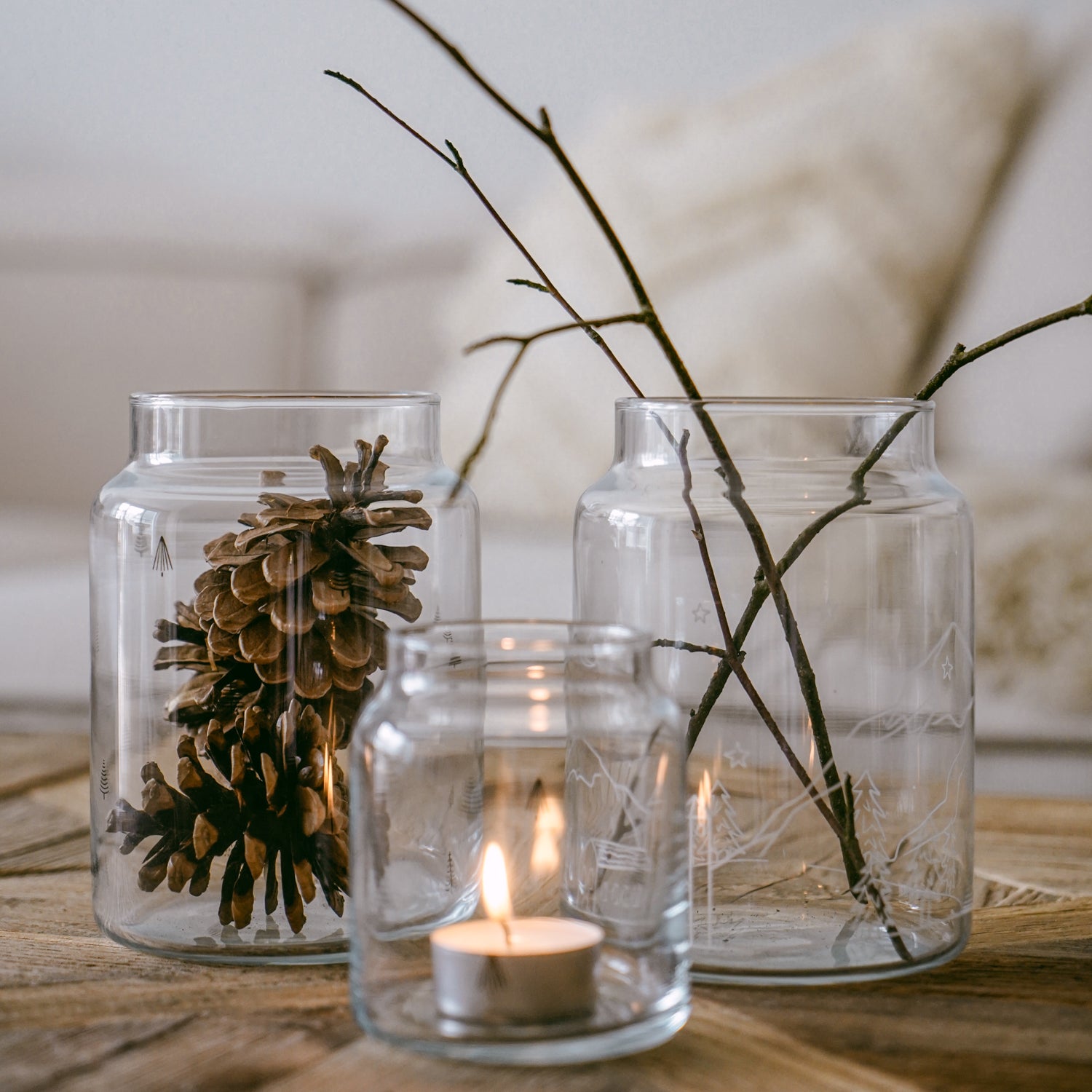 Vase en verre grand sapins