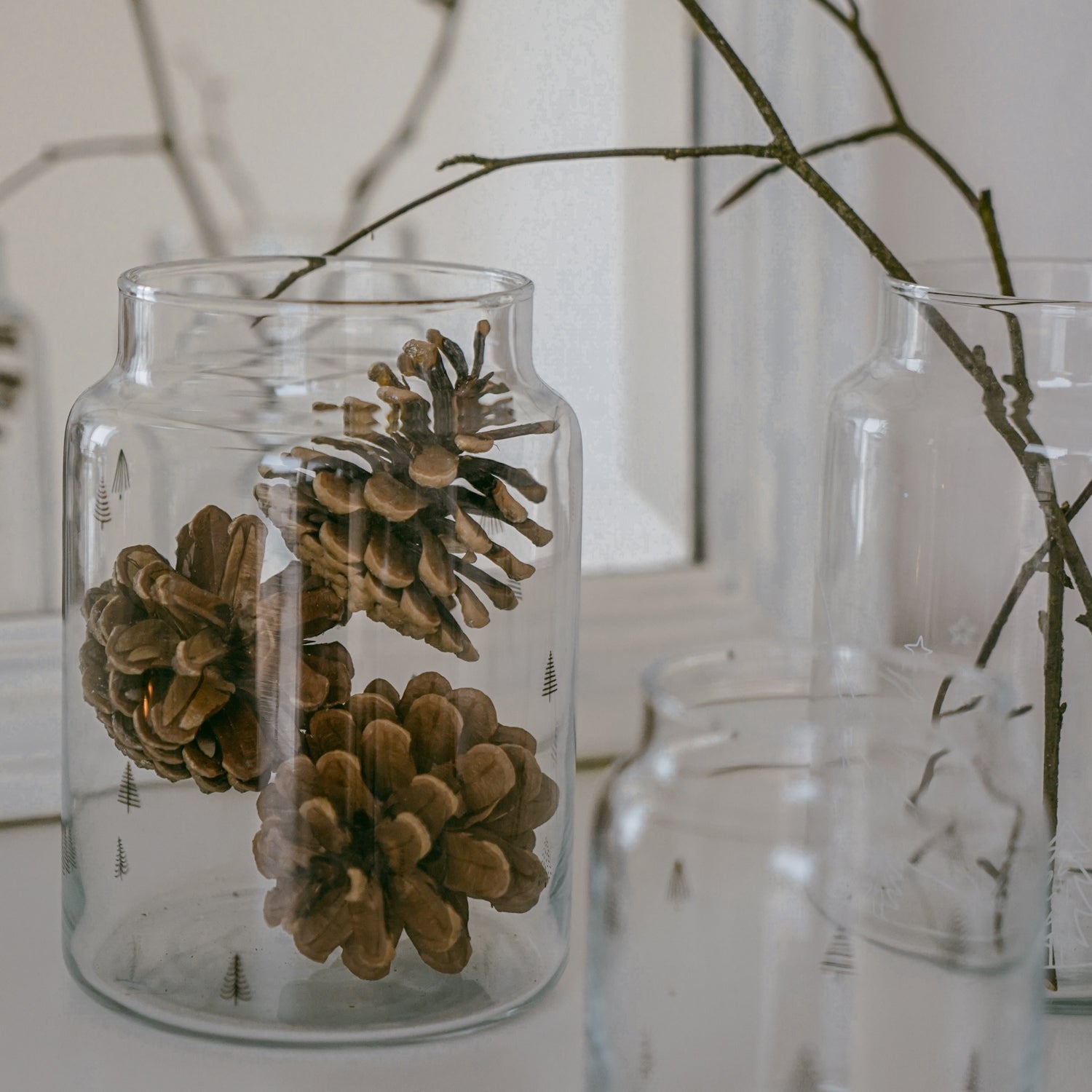 Vase en verre grand sapins