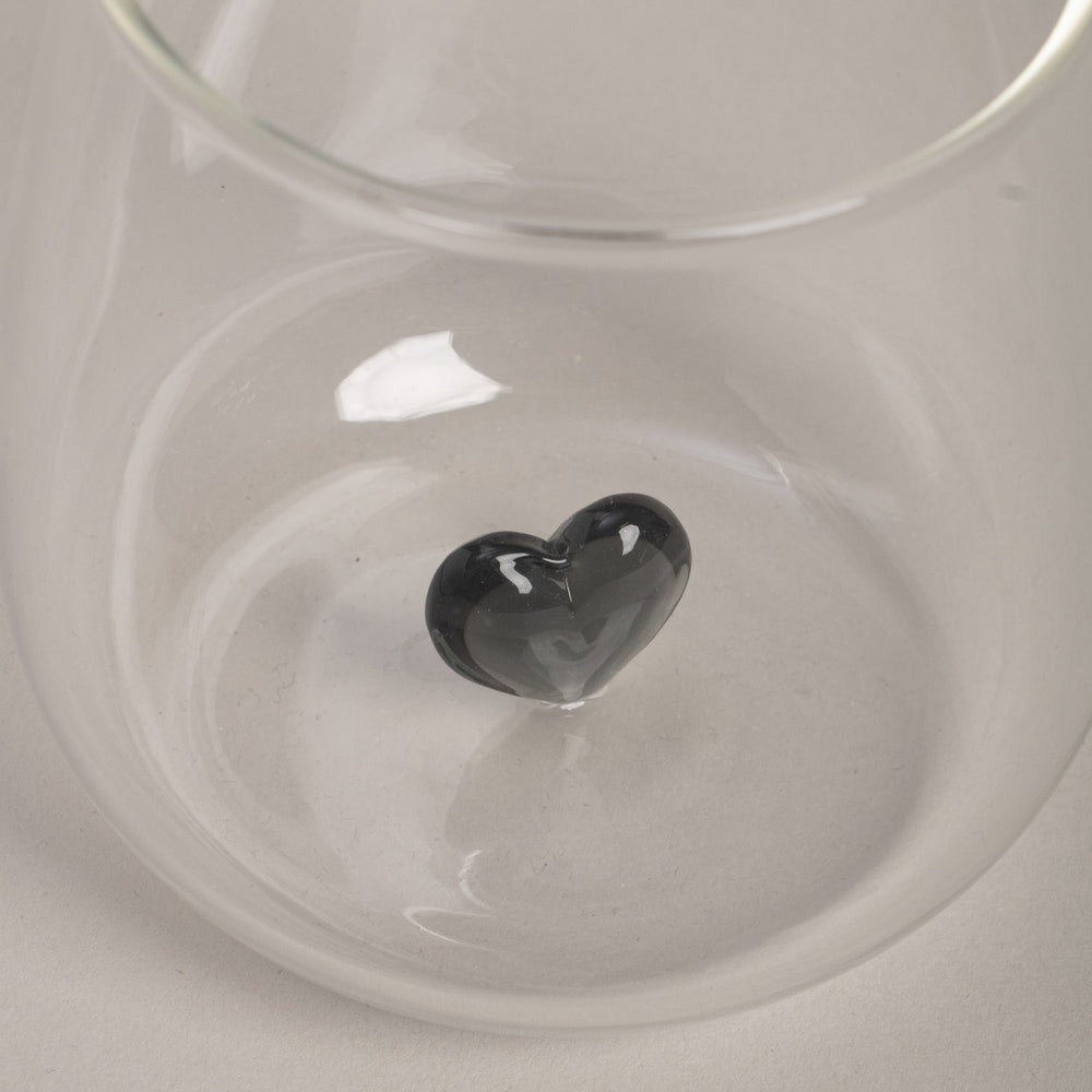 Trinkglas Herzfigur schwarz im 4er Set