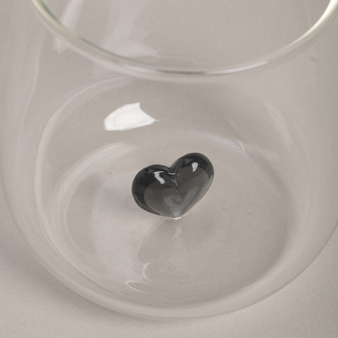 Trinkglas Herzfigur schwarz im 4er Set