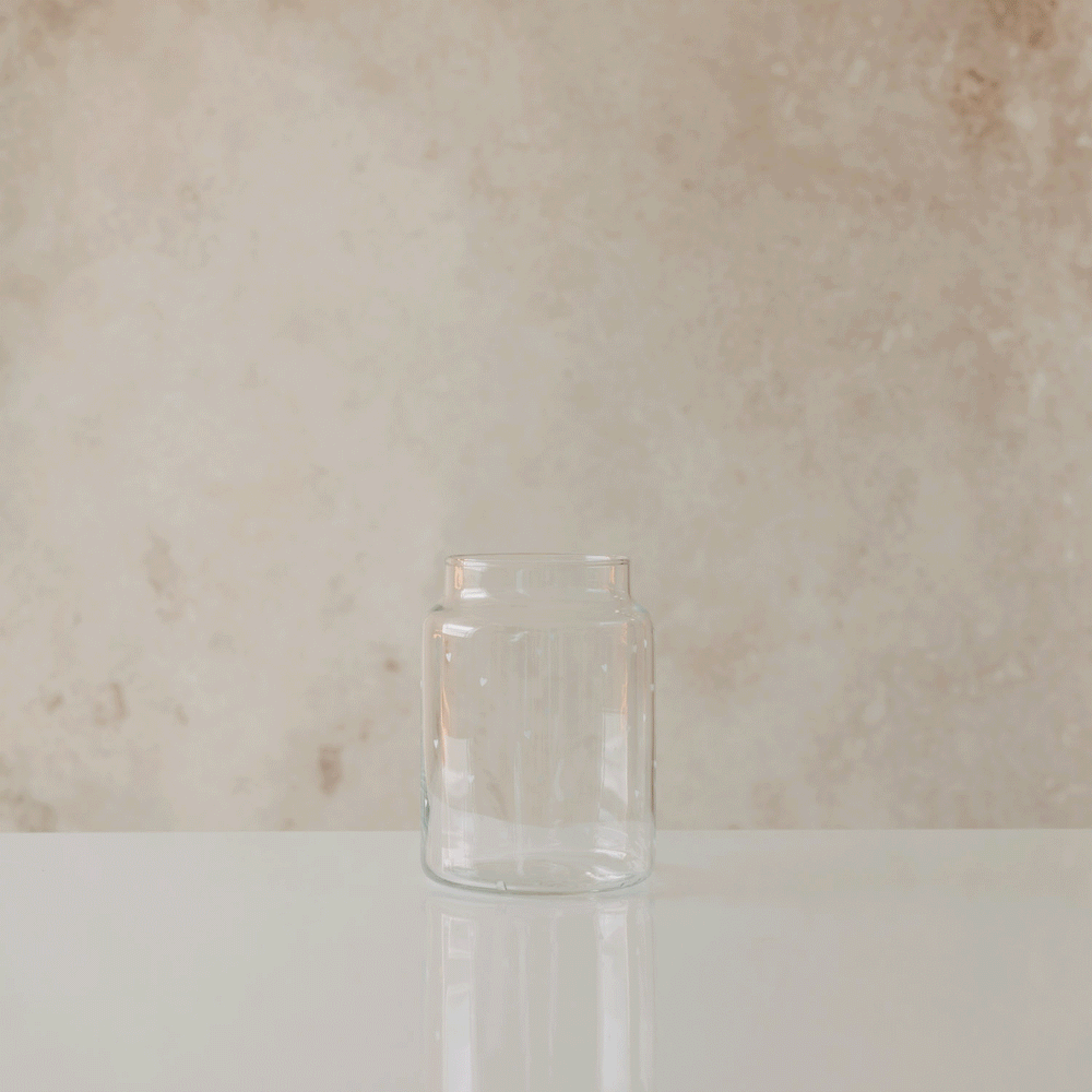 Glasvase mit Herzprint, nutzbar als Vase für frische Blumen oder Dekoration