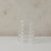 Transparente Bubble Vase aus Glas von Eulenschnitt mit geriffelter Form auf hellem Untergrund.