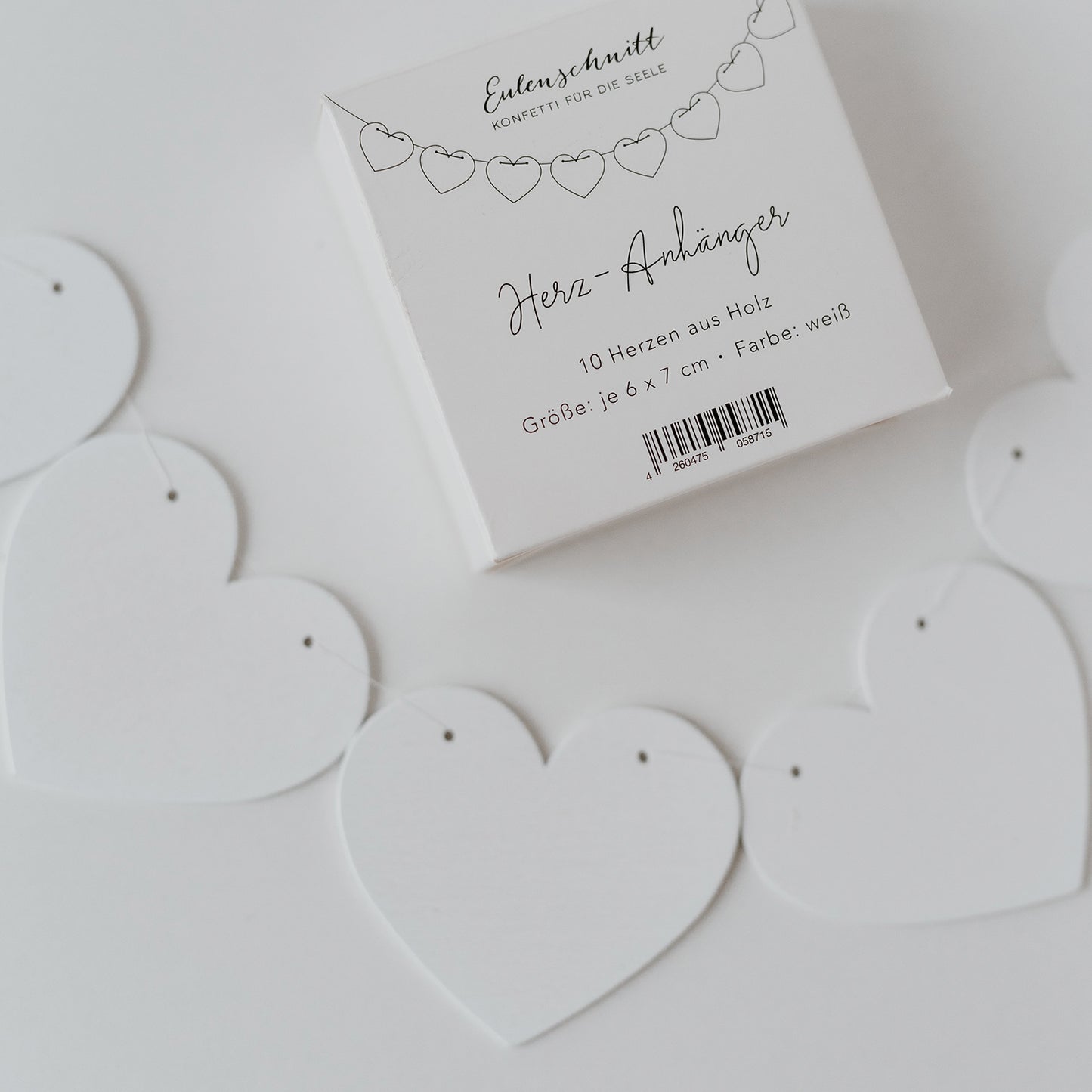 Holzanhänger Herz weiß im 10er Set