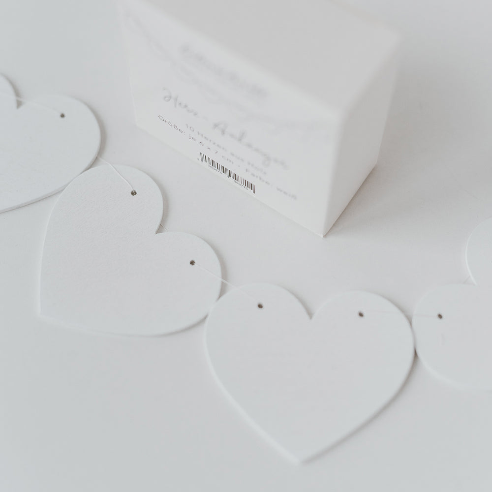 Holzanhänger Herz weiß im 10er Set
