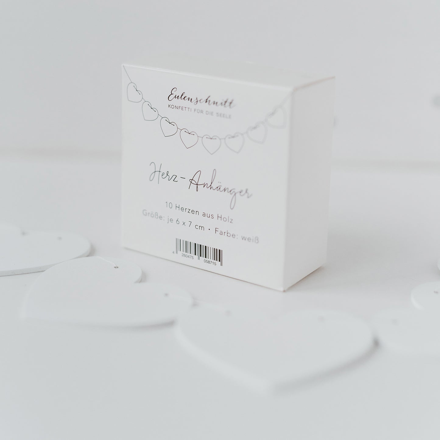 Holzanhänger Herz weiß im 10er Set