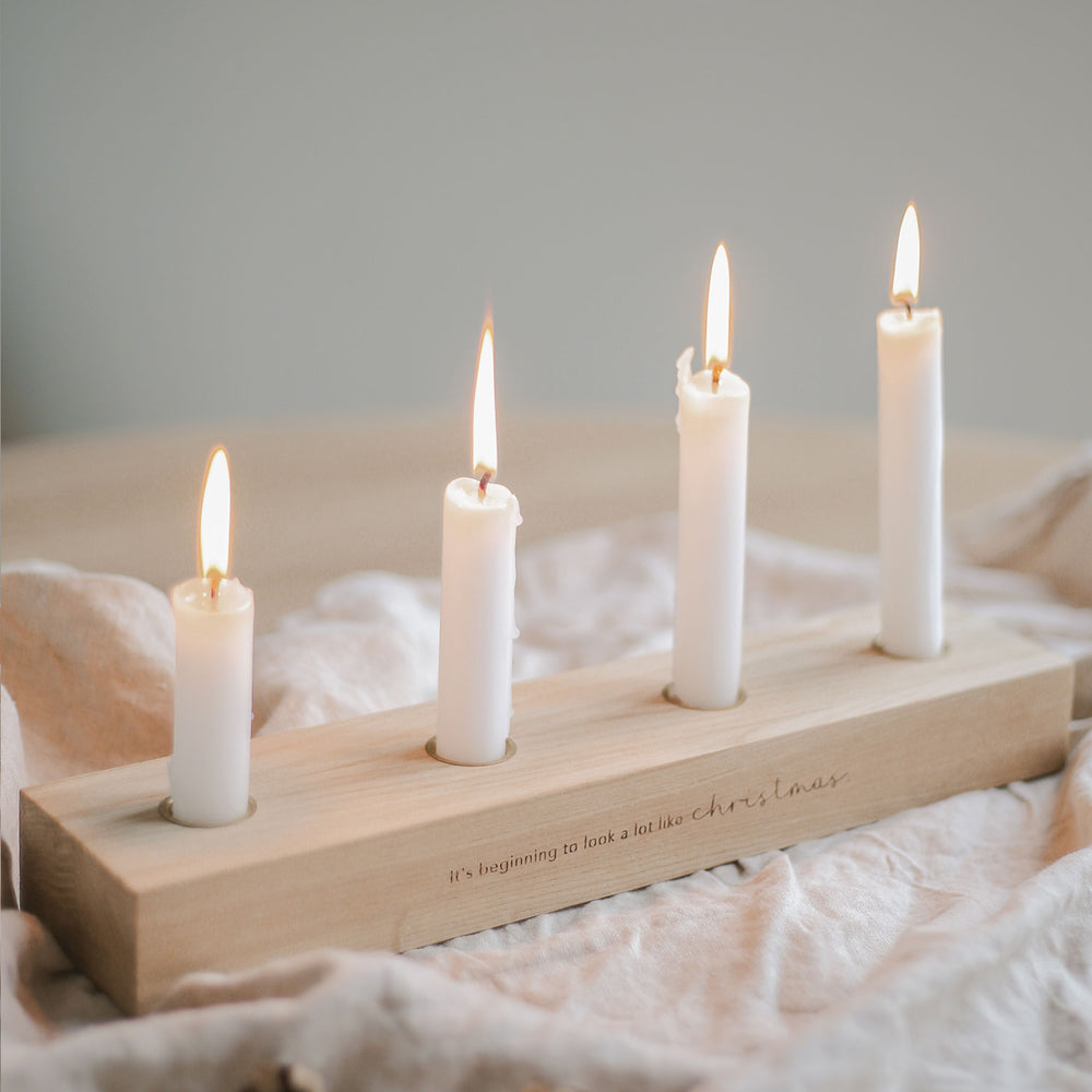 Adventskerzenbrett aus Eiche Christmas