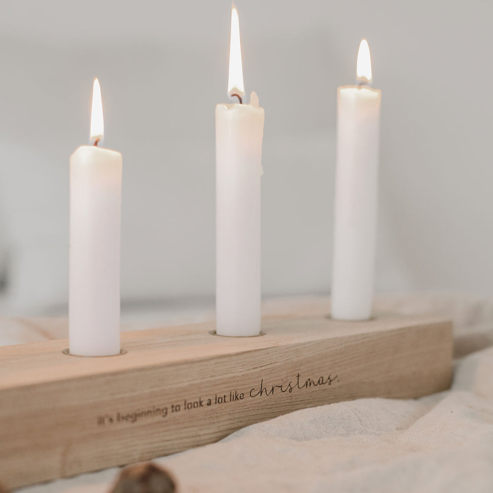 Adventskerzenbrett aus Eiche Christmas