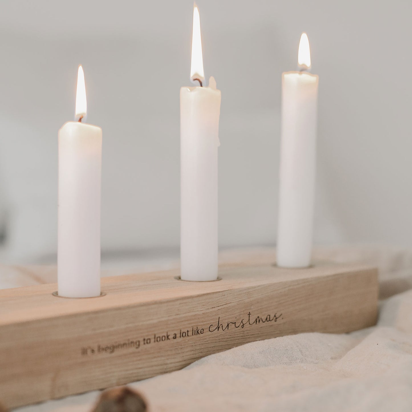 Adventskerzenbrett aus Eiche Christmas