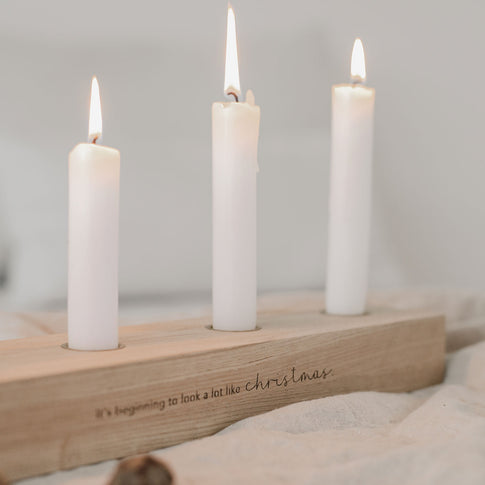 Adventskerzenbrett aus Eiche Christmas