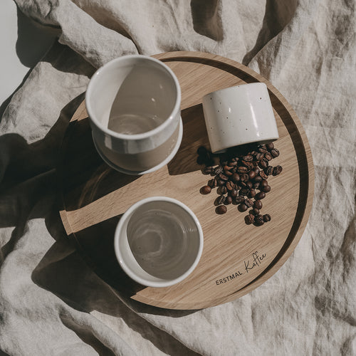 Plateau tournant en chêne Erstmal Kaffee