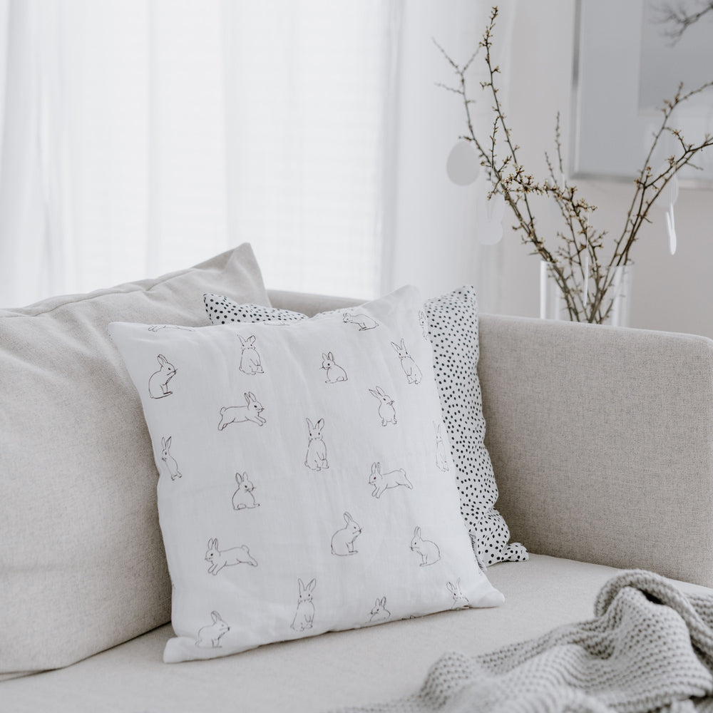 Kissenbezug Kaninchen aus Leinen