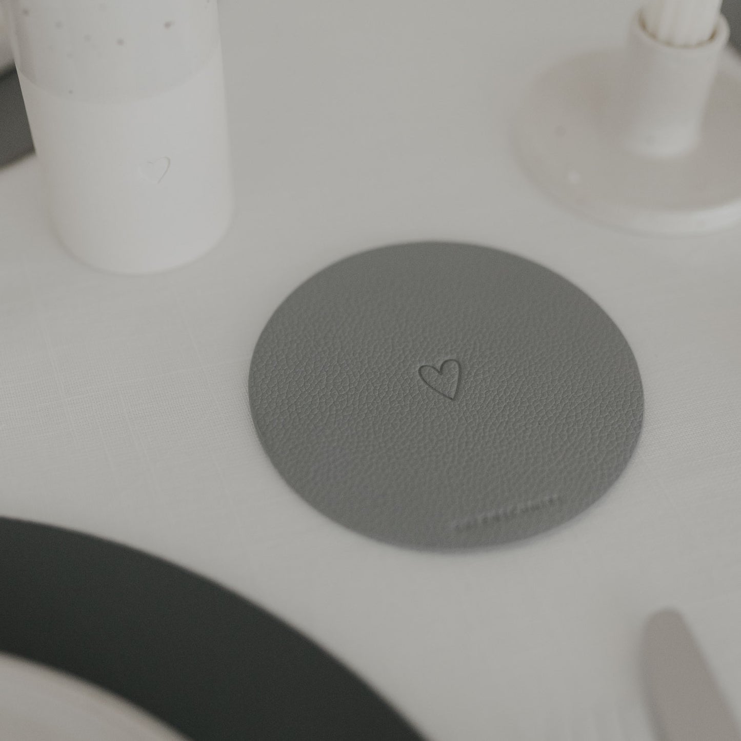 Tischsets & Untersetzer Herz Grau im 4er Set