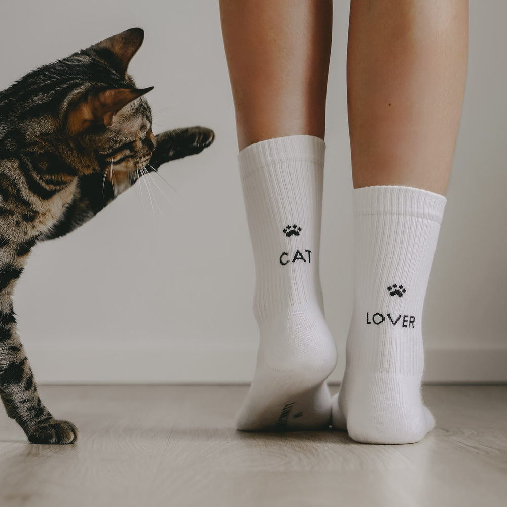 Socken weiß Cat Lover | Eulenschnitt 