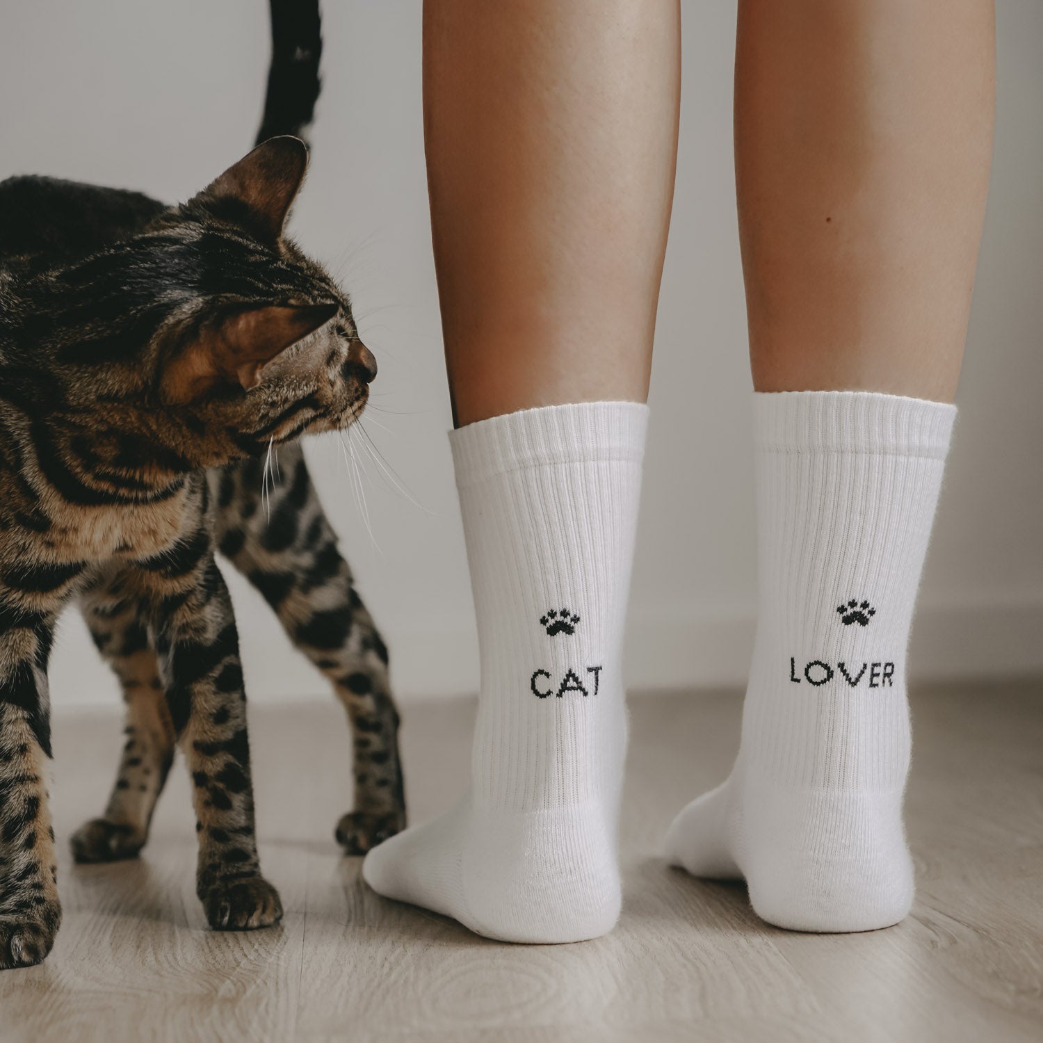 Socken weiß Cat Lover | Eulenschnitt 