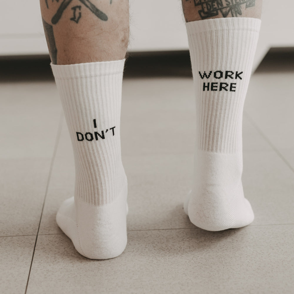Socken weiß I don't work here