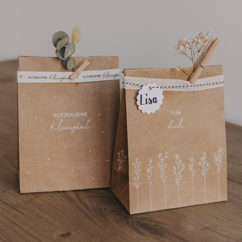 Papiertüten Ostern aus Kraftpapier mit Aufdruck „Kleiner Gruß vom Osterhasen“
