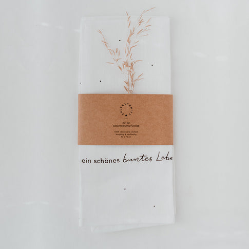 Leinen Geschirrtücher Sprüche im 2er Set