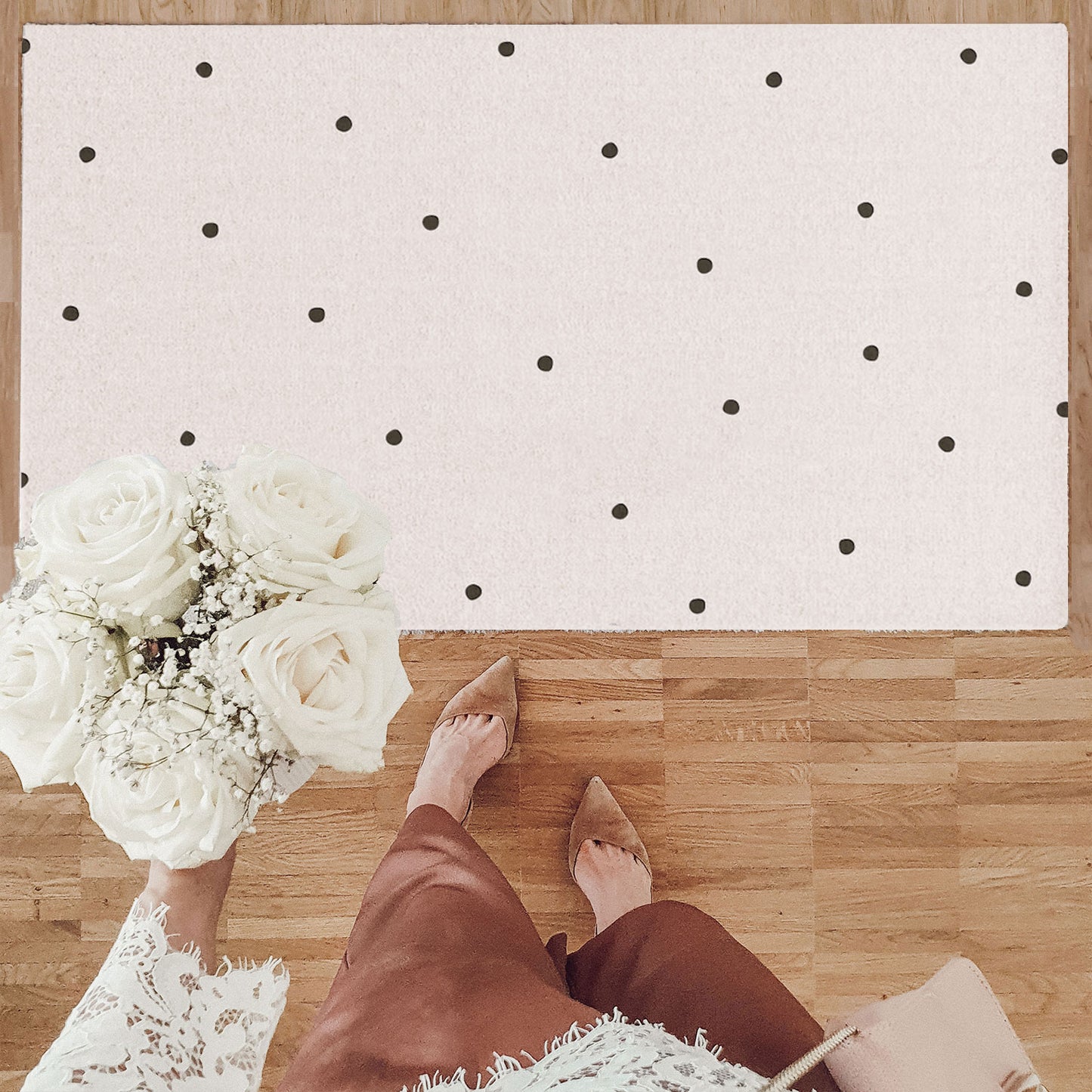 Waschbare Matte Punkte Creme 120 x 67