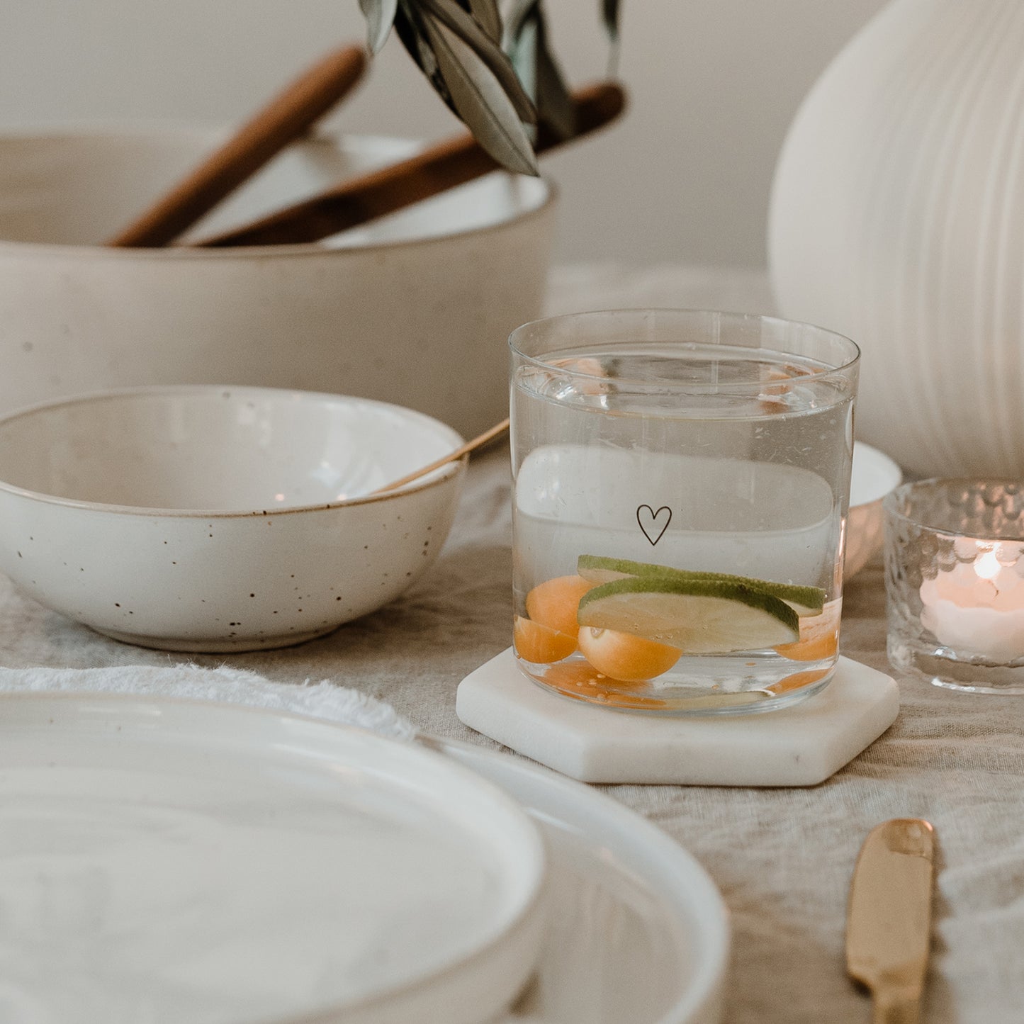 Trinkglas im 2er Set Herz schwarz