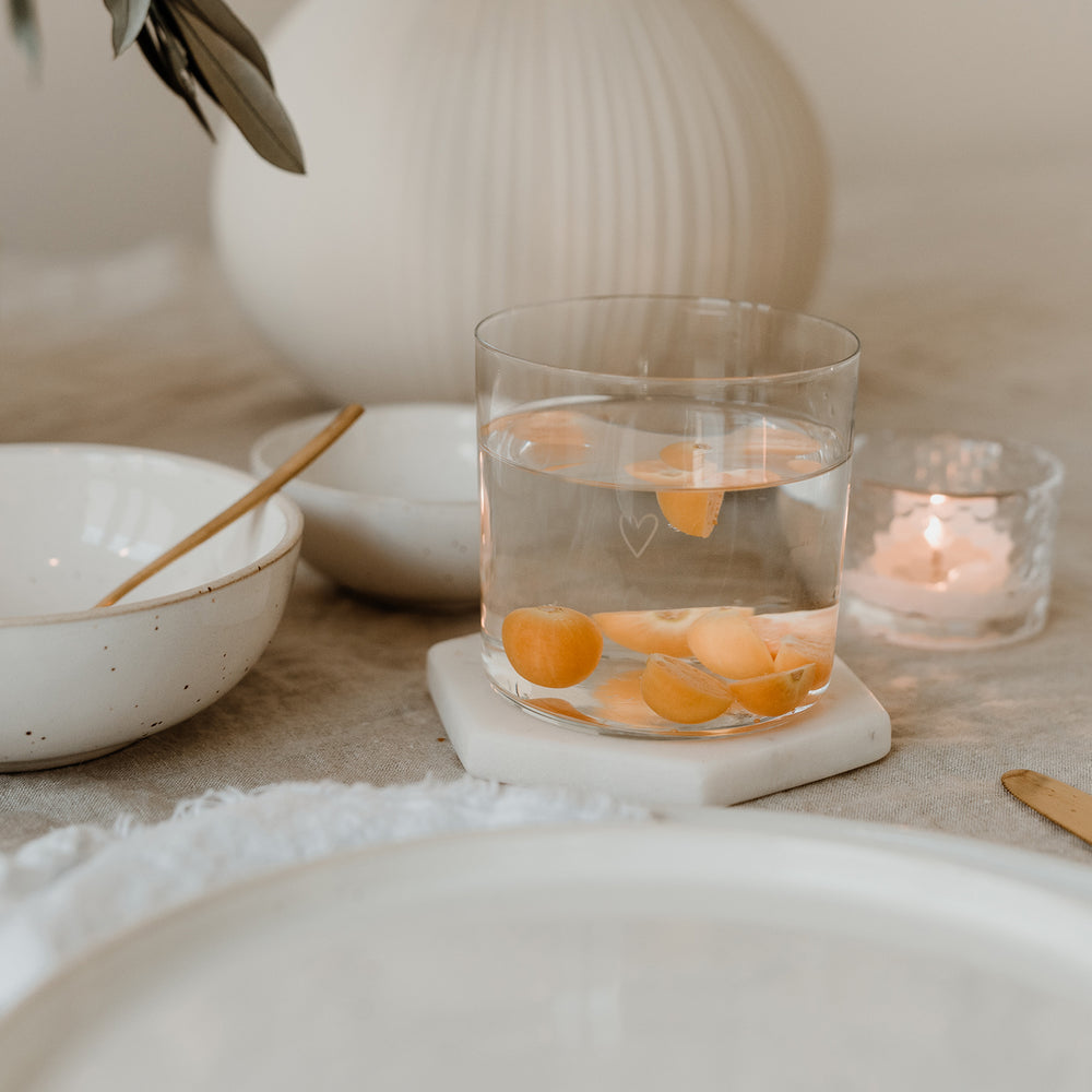 Verres à eau en lot de 2 coeur blanc