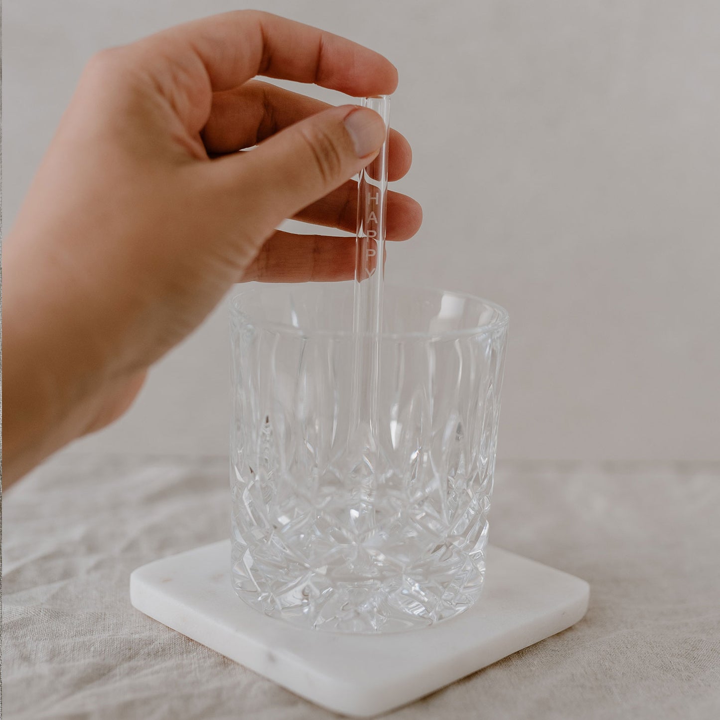 Strohhalme Hello Love aus Glas 13cm im 4er Set