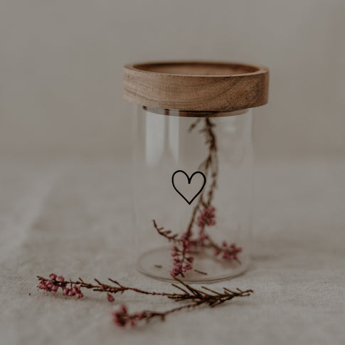 Mini Vorratsgläser Herz schwarz im 6er Set