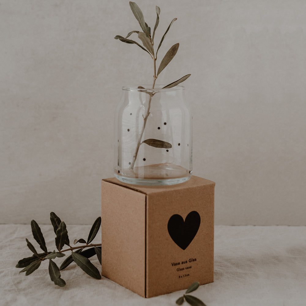Vase aus Glas klein Punkte