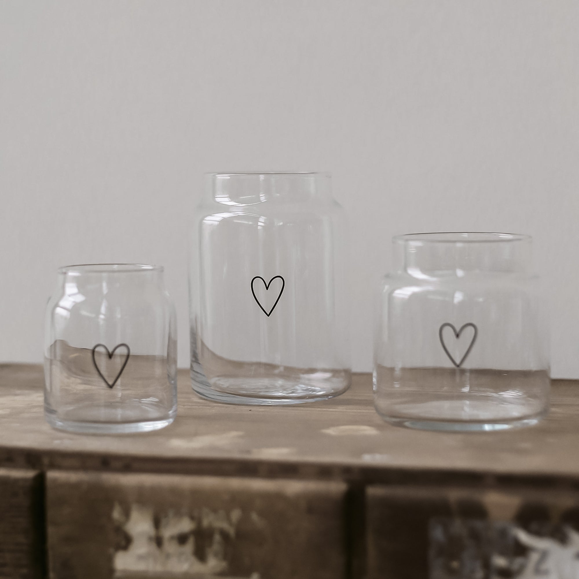 Vase en verre grand coeur