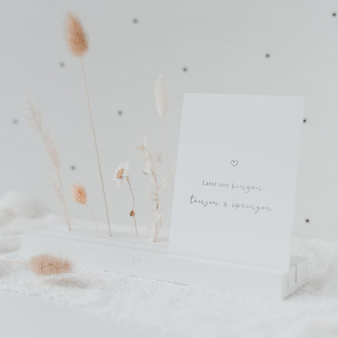 Grand support de cartes et de fleurs séchées blanc