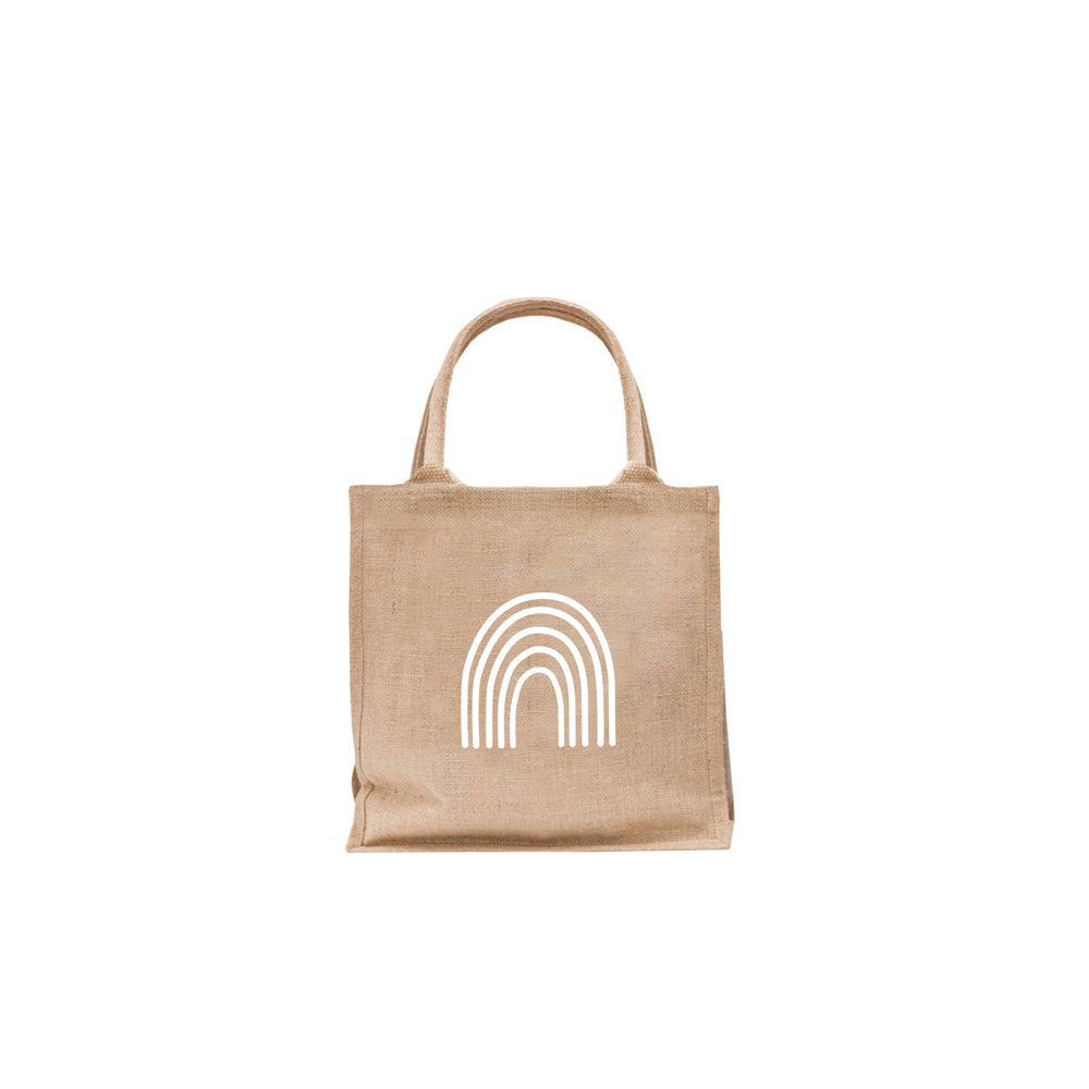 Mini cabas en jute "arc-en-ciel" en lot de 2