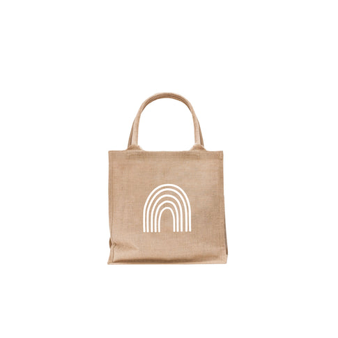 Mini cabas en jute "arc-en-ciel" en lot de 2